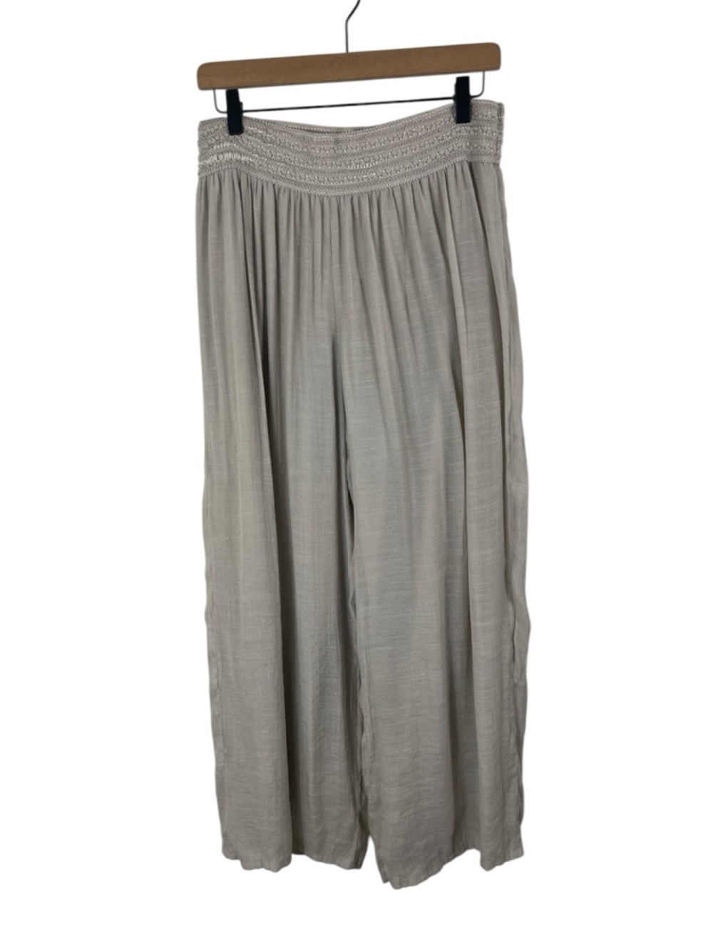 Alyx Wide Leg Gauzy Elastic Waist Pants in Beige XL